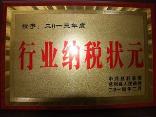 2013年度医院荣誉：行业纳税状元
