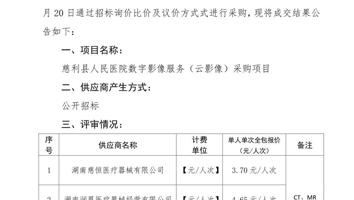 慈利县人民医院数字影像服务（云影像）采购项目成交公示